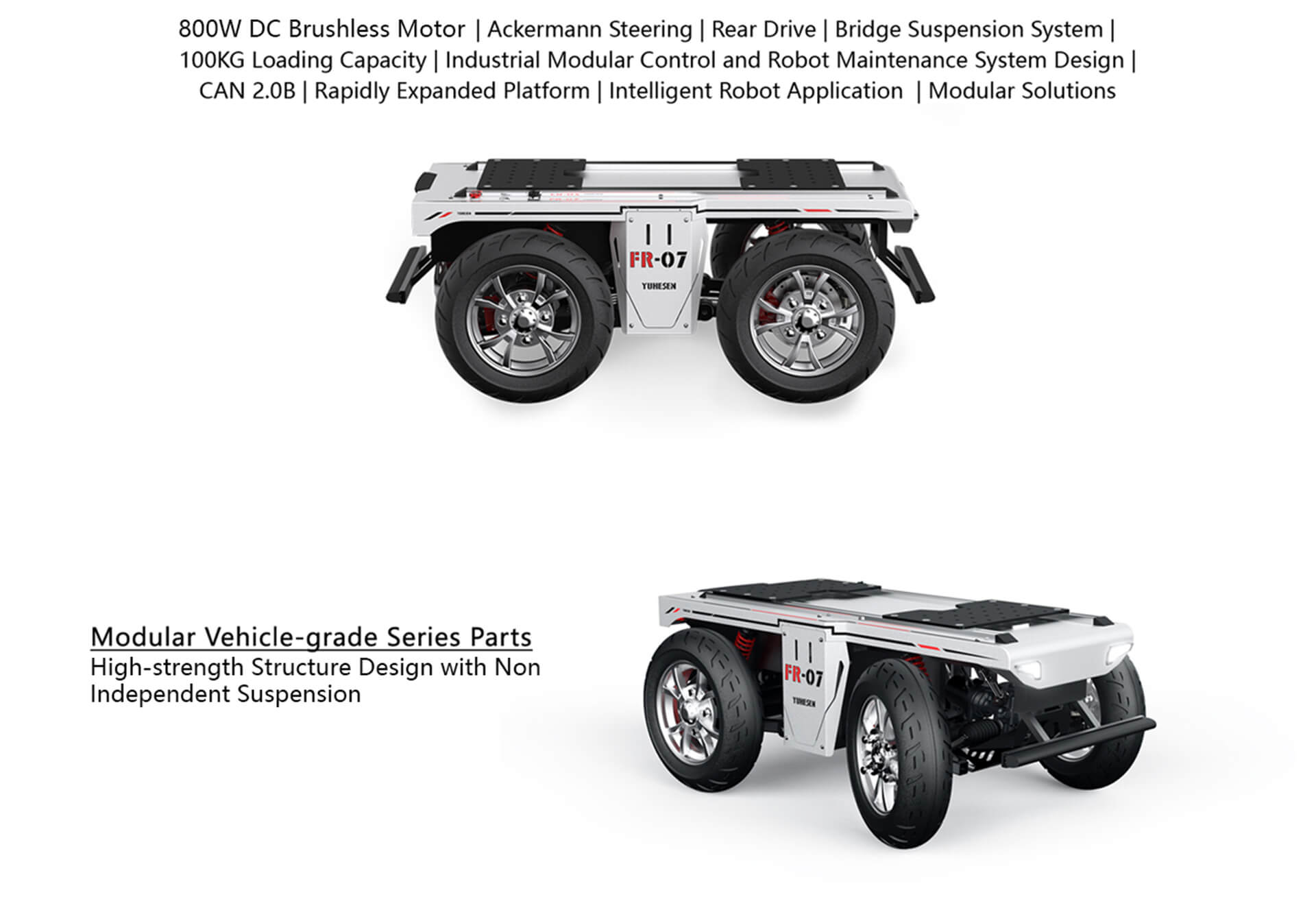 YUHESEN Ackermann steering UGV FR-07 Pro structure