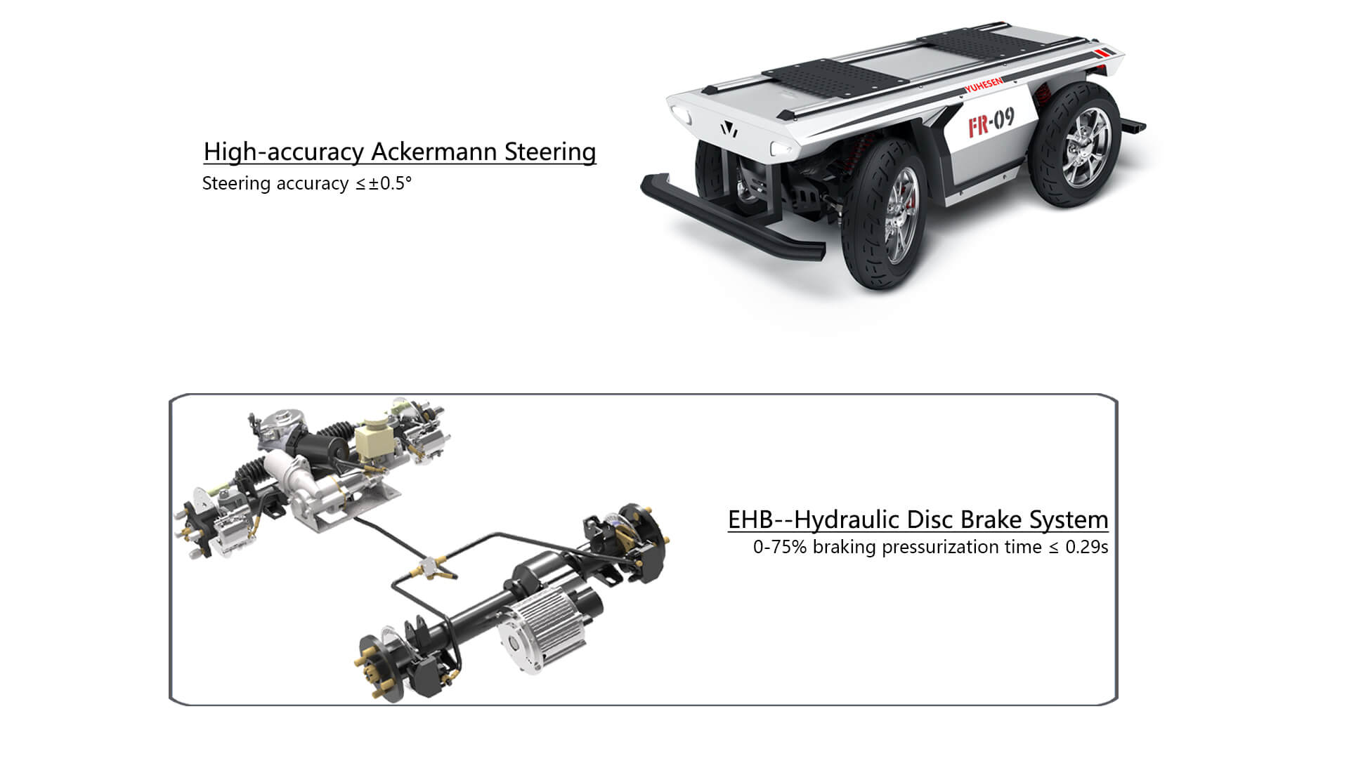 YUHESEN Ackermann steering UGV FR-09 Pro robot chassis platform